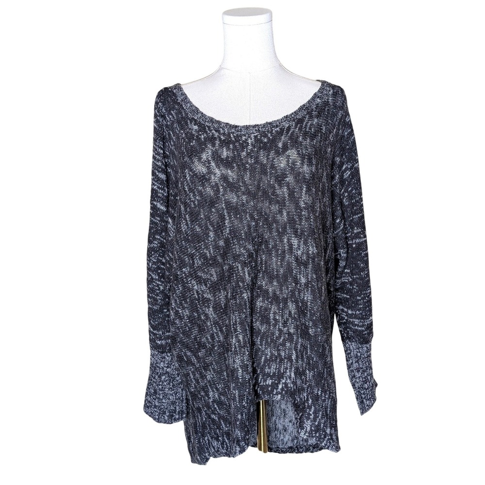 Eileen‎ Fisher Organic Cotton Open-Knit Sweater – Textured Charcoal Gray, Size L
